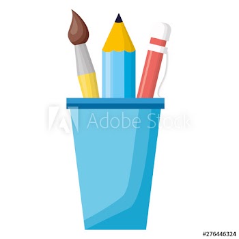 back to school cup with pencils paintbrush