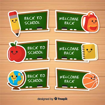 Back to school labels and badge collection Free Vector