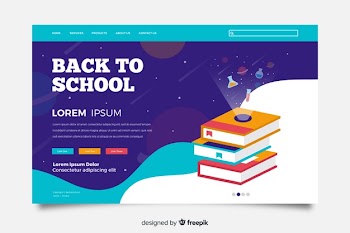 Back to school landing page template Free Vector