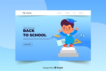 Back to school landing page template Free Vector