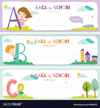 Back to School notes with smiling happy kids vector image