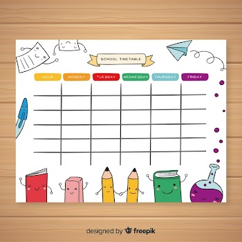Back to school timetable template Free Vector