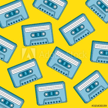 background of cassettes of nineties retro style design