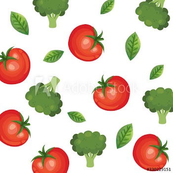 background of tomatoes and broccoli vegetables design
