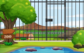 Background scene of zoo park with cage Free Vector