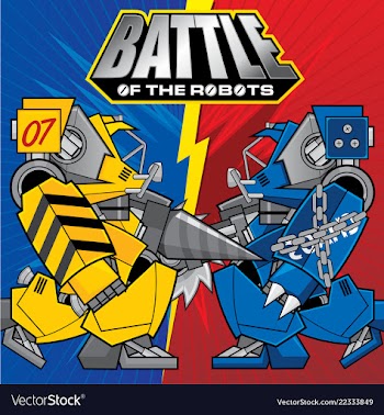 Background with the of battles robots theme vector image