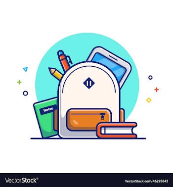 backpack book notes pencil pen and tablet