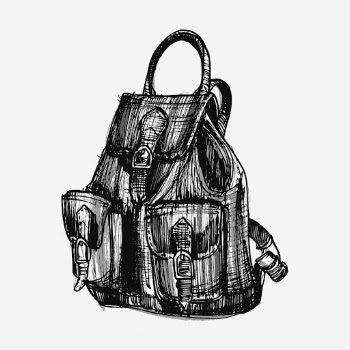 Backpack clipart, vintage illustration vector. | Free Vector - rawpixel