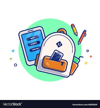 backpack hand phone tablet pen and pencil