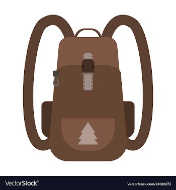 Backpack map and compass for camping tourism vector image