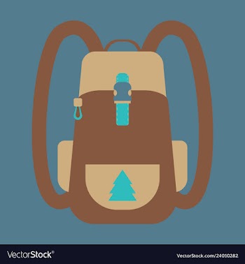 Backpack map and compass for camping tourism vector image