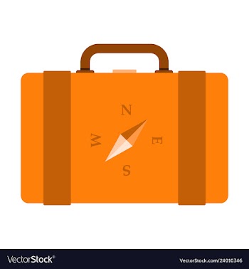 Backpack map and compass for camping tourism vector image