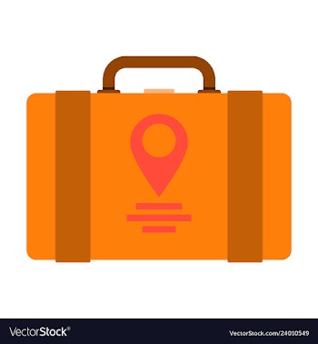 Backpack map and compass for camping tourism vector image