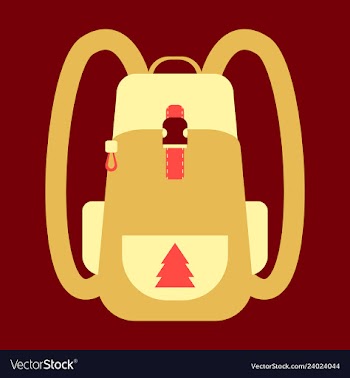 Backpack map and compass for camping tourism vector image