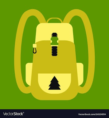 Backpack map and compass for camping tourism vector image