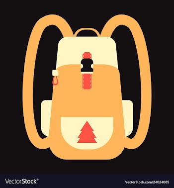 Backpack map and compass for camping tourism vector image