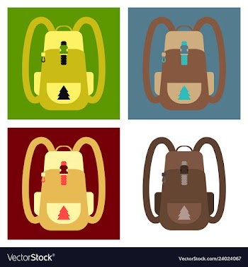 Backpack map and compass for camping tourism vector image