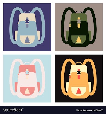 Backpack map and compass for camping tourism vector image