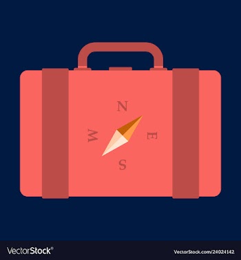 Backpack map and compass for camping tourism vector image