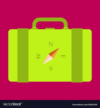 Backpack map and compass for camping tourism vector image