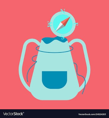 Backpack map and compass for camping tourism vector image