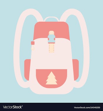 Backpack map and compass for camping tourism vector image