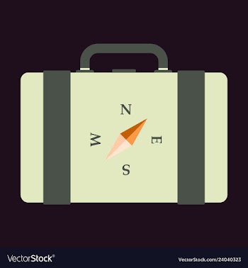 Backpack map and compass for camping tourism vector image