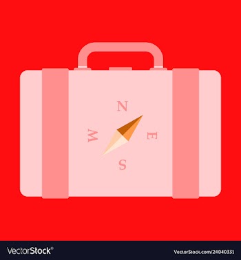 Backpack map and compass for camping tourism vector image