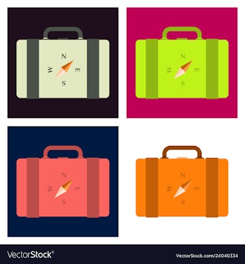 Backpack map and compass for camping tourism vector image