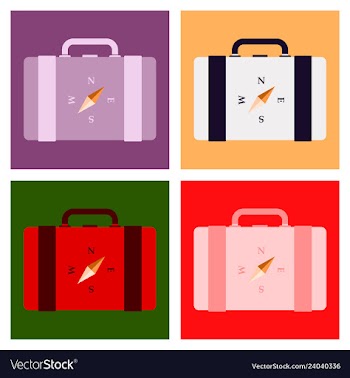 Backpack map and compass for camping tourism vector image