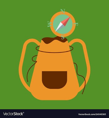 Backpack map and compass for camping tourism vector image