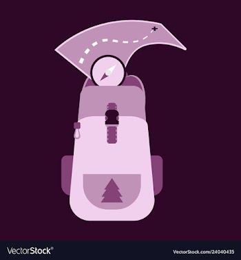 Backpack map and compass for camping tourism vector image