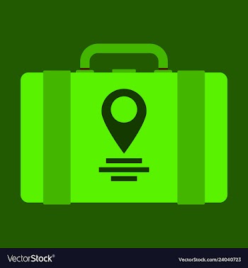 Backpack map and compass for camping tourism vector image