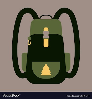 Backpack map and compass for camping tourism vector image