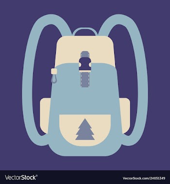 Backpack map and compass for camping tourism vector image