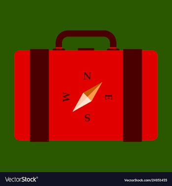 Backpack map and compass for camping tourism vector image