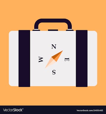 Backpack map and compass for camping tourism vector image