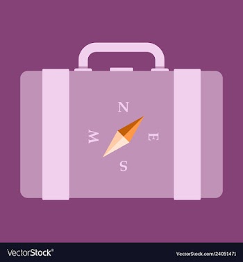 Backpack map and compass for camping tourism vector image