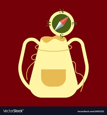 Backpack map and compass for camping tourism vector image