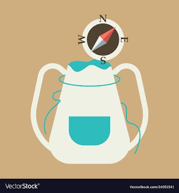 Backpack map and compass for camping tourism vector image