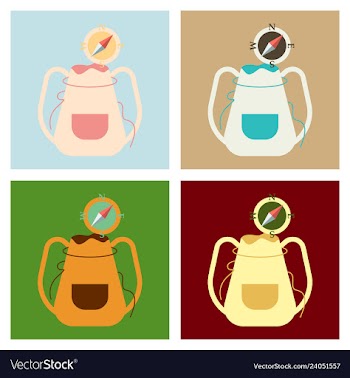 Backpack map and compass for camping tourism vector image