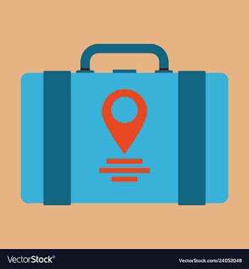 Backpack map and compass for camping tourism vector image