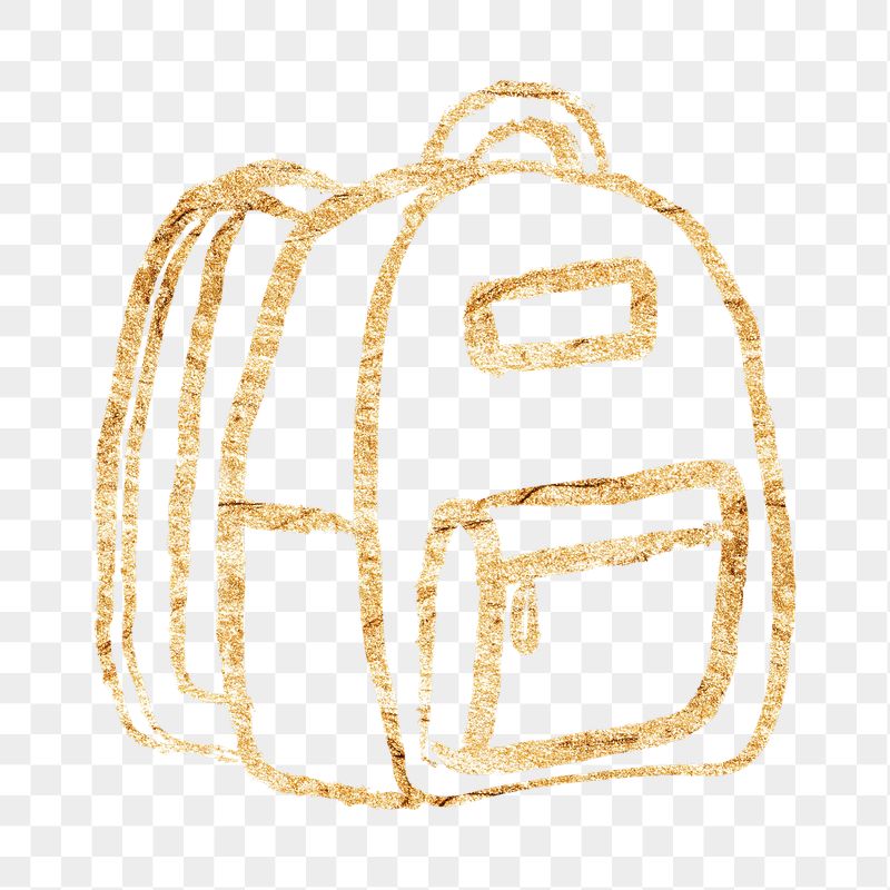 Backpack png sticker, gold glittery | Free PNG Illustration - rawpixel