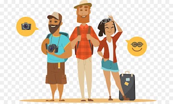 Backpacking Package tour Tourism Cartoon - Vector illustration creative men and women travel 