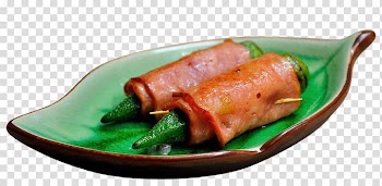 Bacon roll Tocino Smoked salmon Okra, Delicious Okra Bacon roll transparent background PNG clipart