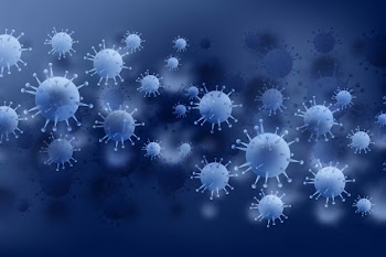 Bacteria or virus infection flu blue background Free Vector
