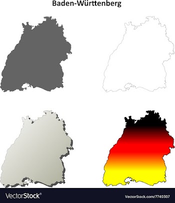 Baden-Wurttenberg outline map set vector image