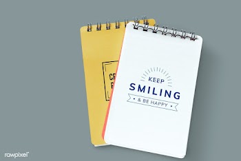 Badge on a plain notebook mockup | Free stock psd mockup - 531808
