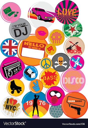 Badges 80s style pop retro vector image