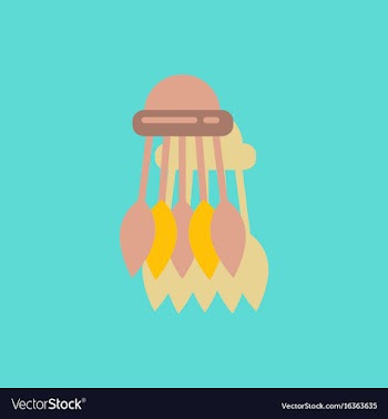 Badminton equipment in sticker style vector image